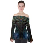 Collection: Acquerello<br>Print Design: Odonata Sera<br>Style: Off the shoulder long sleeved top