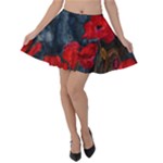 Collection: Acquerello<br>Print Design: Tempesta Papaveri<br>Style: Velvet Flared Skirt