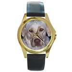 Labrador Retriever Dog Round Gold Metal Watch